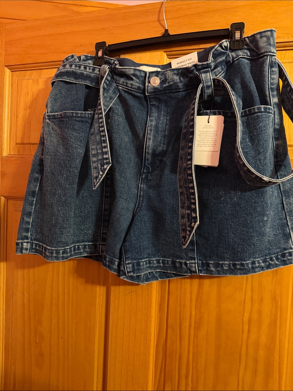 Gibson Latimer Dark Blue Denim Paperbag Tie Shorts